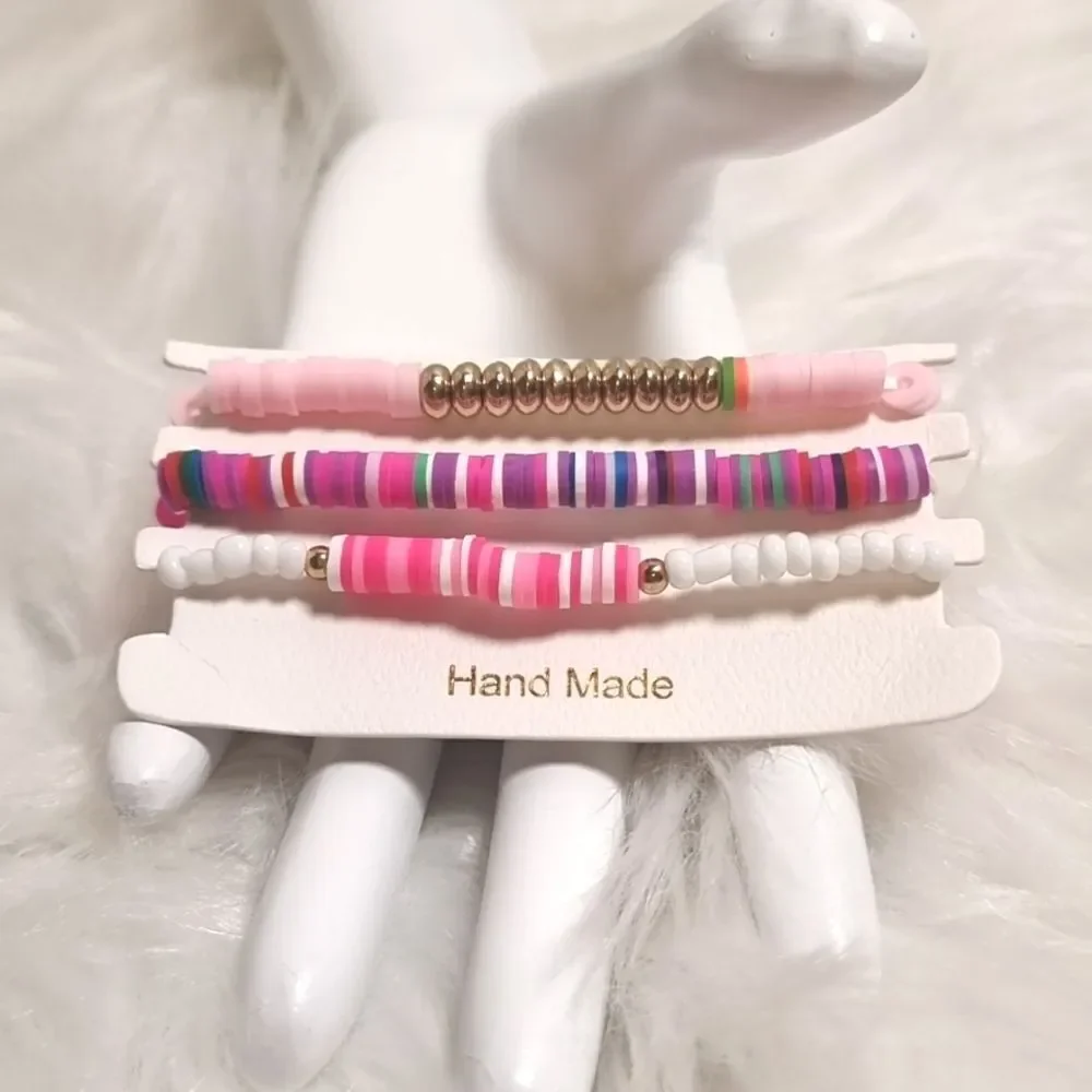 👋 CHRISTMAS STACKING BRACELET SET charm adjustable PINKS & PURPLES